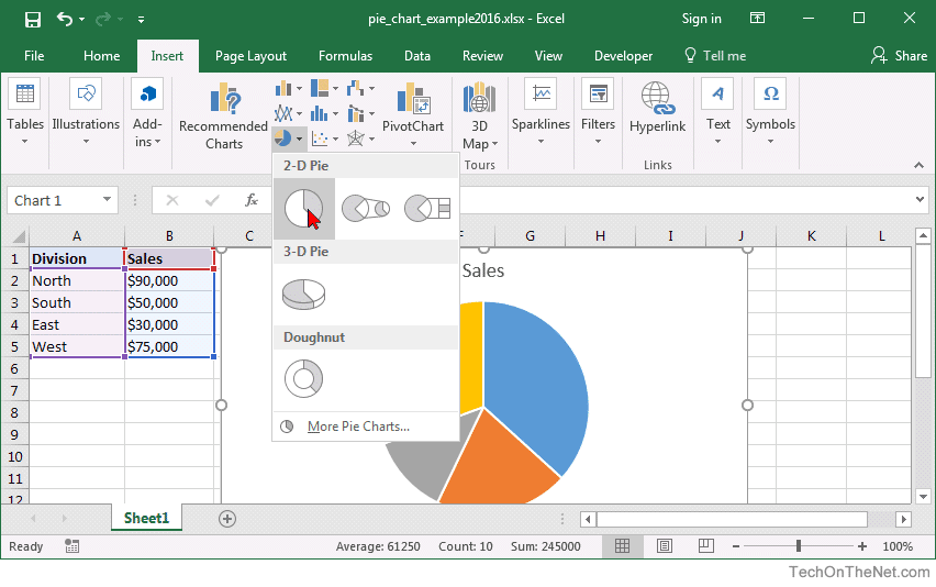 how to do a pie chart in excel for mac